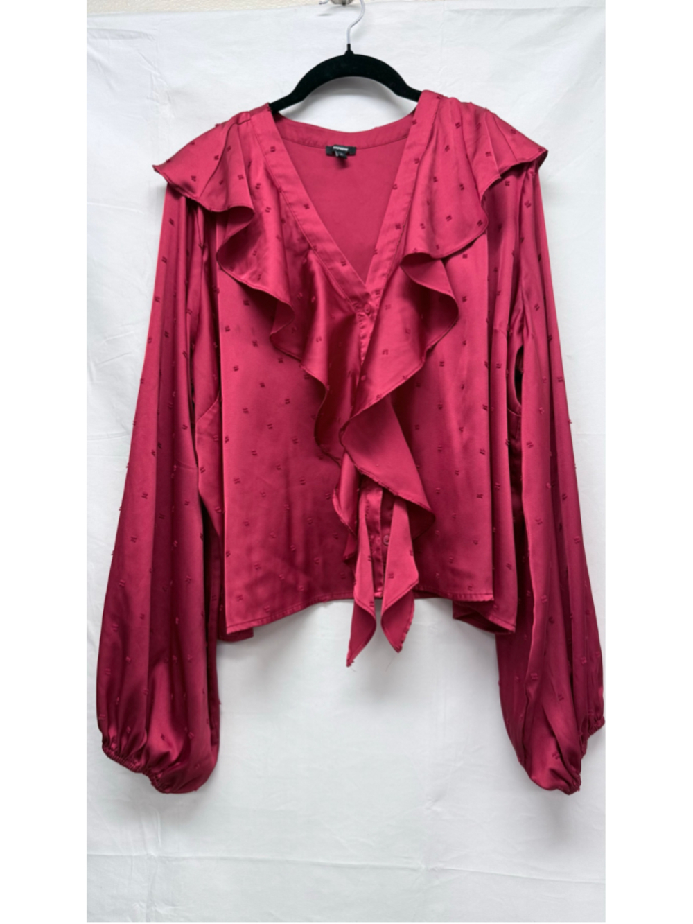 Women's Express Red Ruffle Blouse, Size XL